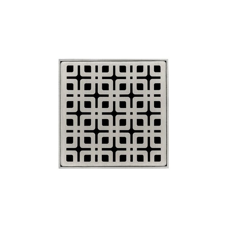 Infinity Drain 4"x4"Strainer W/Link DecPlate and 2"Throat-SatinStainless -KD 4 K_4_SS